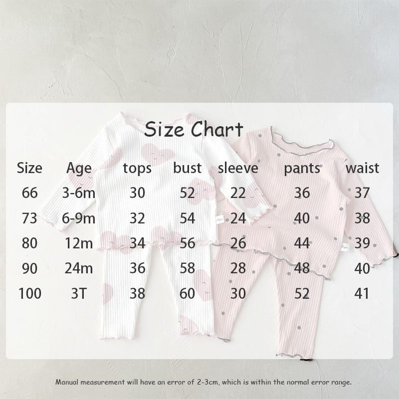 長袖パジャマ ベビー 長袖 パジャマ セット ハート フラワー ショルダーフリル 長袖 トップス パンツ【mh0001031】