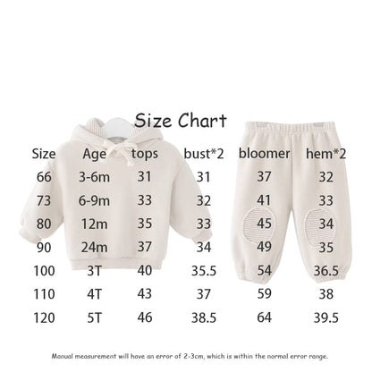 長袖セットアップ ベビー キッズ くま耳 フーディ スウェット セットアップ トップス パンツ ボーダーパッチ【mh0001809】