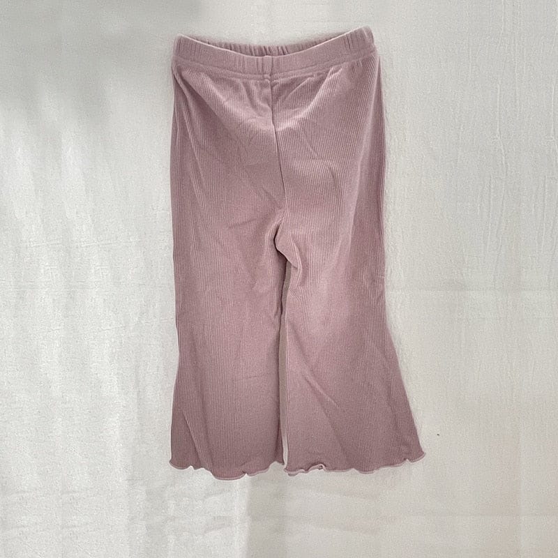 レギンスパンツ Pink / 6M 66cm ベビー キッズ チェック 無地 フリル フレア レギンス パンツ【mh0001438】