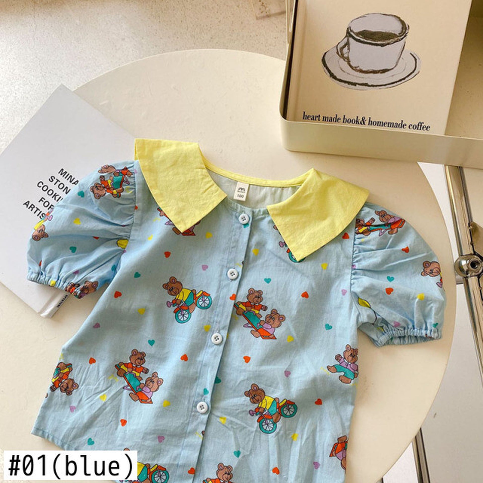 -キッズ くま ベア カラフル 半袖 ブラウス シャツ トップス - mamahalo shop - 半袖シャツ・ブラウス -  べビー服 - 子供服 - 男の子 - 女の子