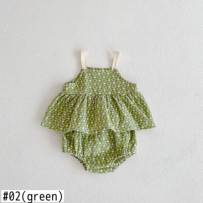 -ベビー フラワー 花柄 キャミチュニック ブルマー セット【mh0000467】 - mamahalo shop - ノースリーブセットアップ -  べビー服 - 子供服 - 男の子 - 女の子