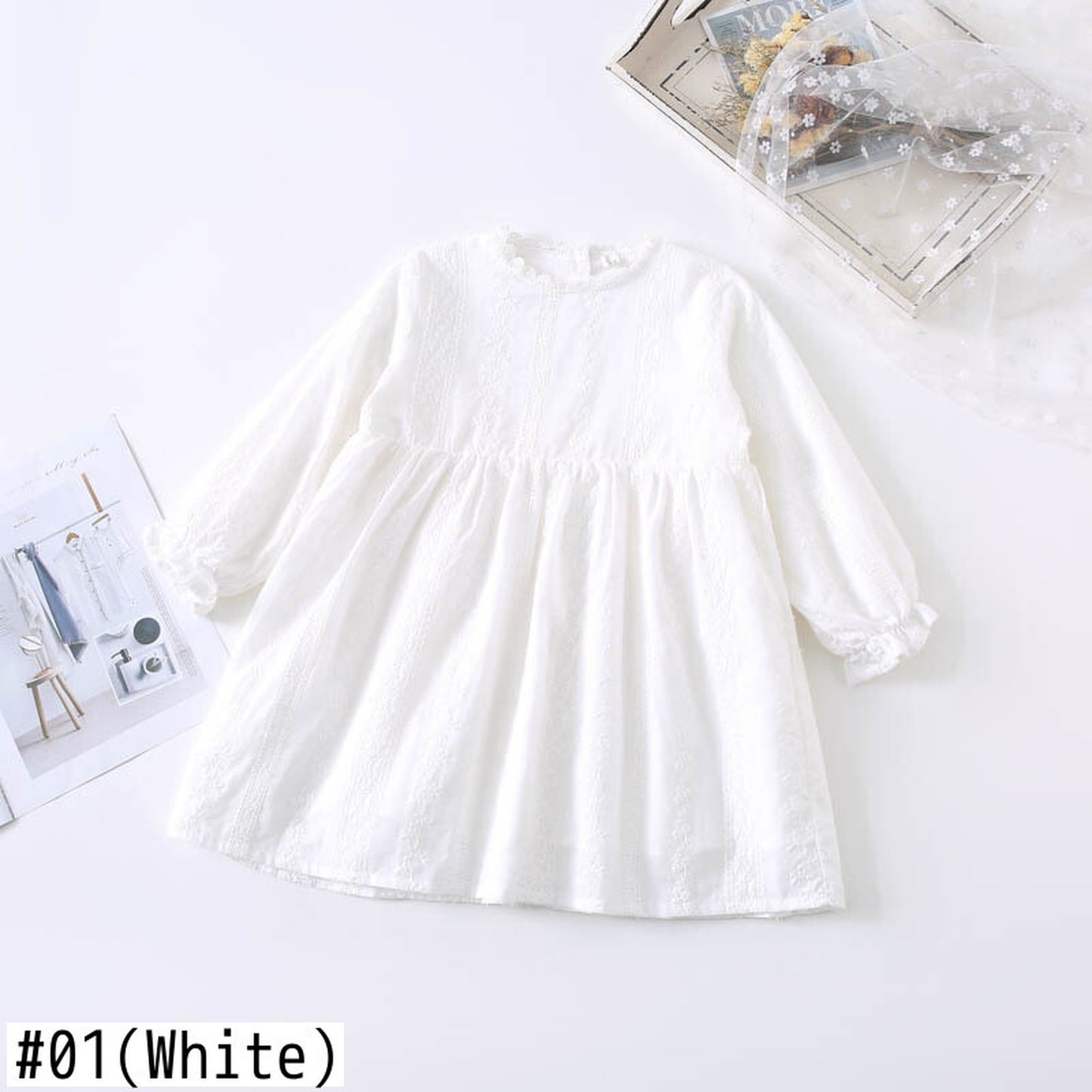 -キッズ フラワー 刺繍 ワンピース【mh0000229】 - mamahalo shop - 長袖ワンピース -  べビー服 - 子供服 - 男の子 - 女の子