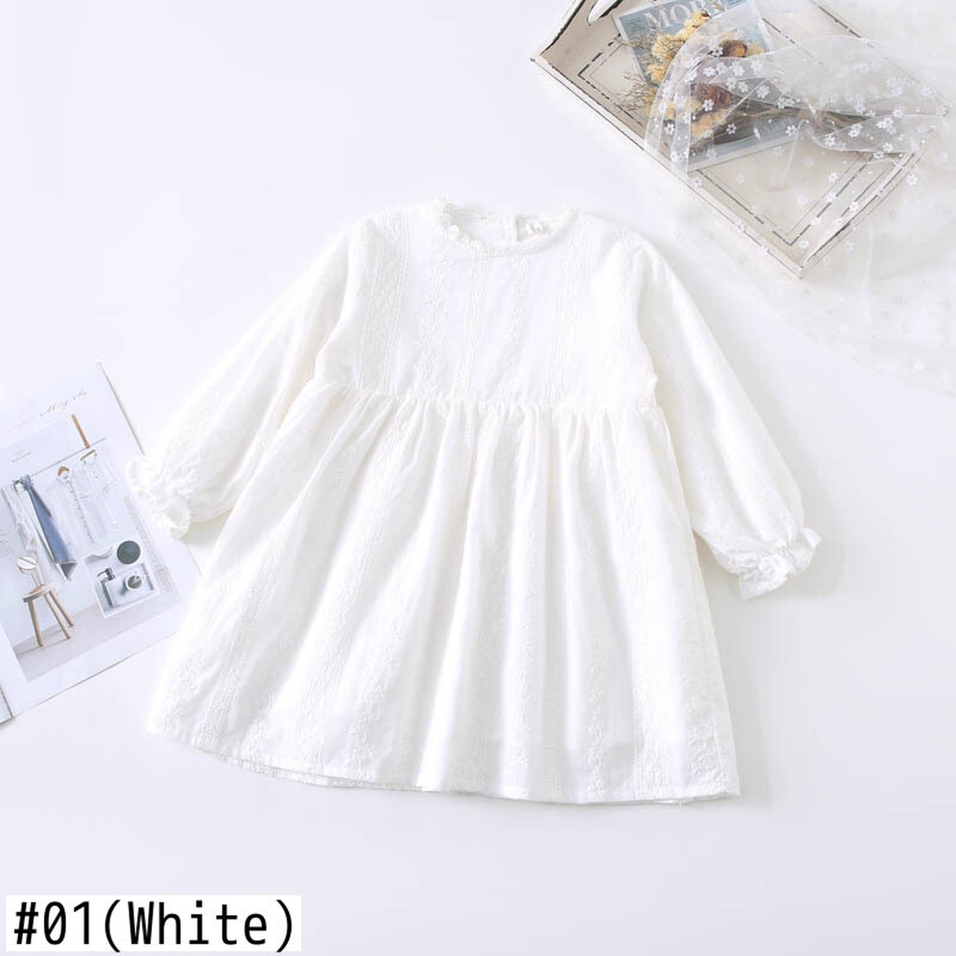 -キッズ フラワー 刺繍 ワンピース【mh0000229】 - mamahalo shop - 長袖ワンピース -  べビー服 - 子供服 - 男の子 - 女の子