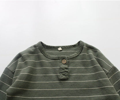 -キッズ ボーダー 長袖 Tシャツ トップス - mamahalo shop - 長袖Tシャツ -  べビー服 - 子供服 - 男の子 - 女の子