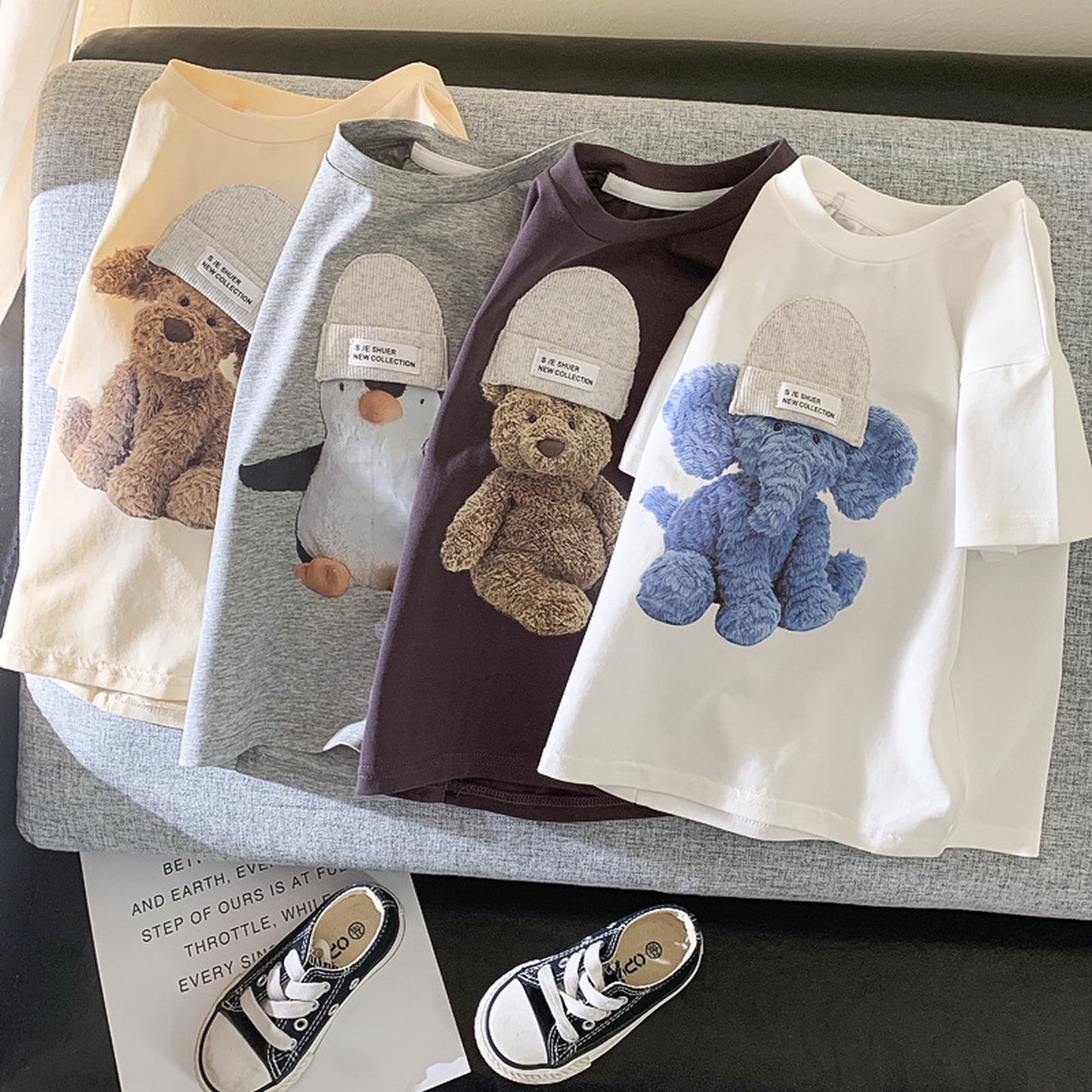 -キッズ アニマル ニット帽 Tシャツ【mh0000052】 - mamahalo shop - 半袖Tシャツ -  べビー服 - 子供服 - 男の子 - 女の子