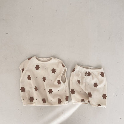 -キッズ くま セットアップ【mh0000448】 - mamahalo shop - ノースリーブセットアップ -  べビー服 - 子供服 - 男の子 - 女の子