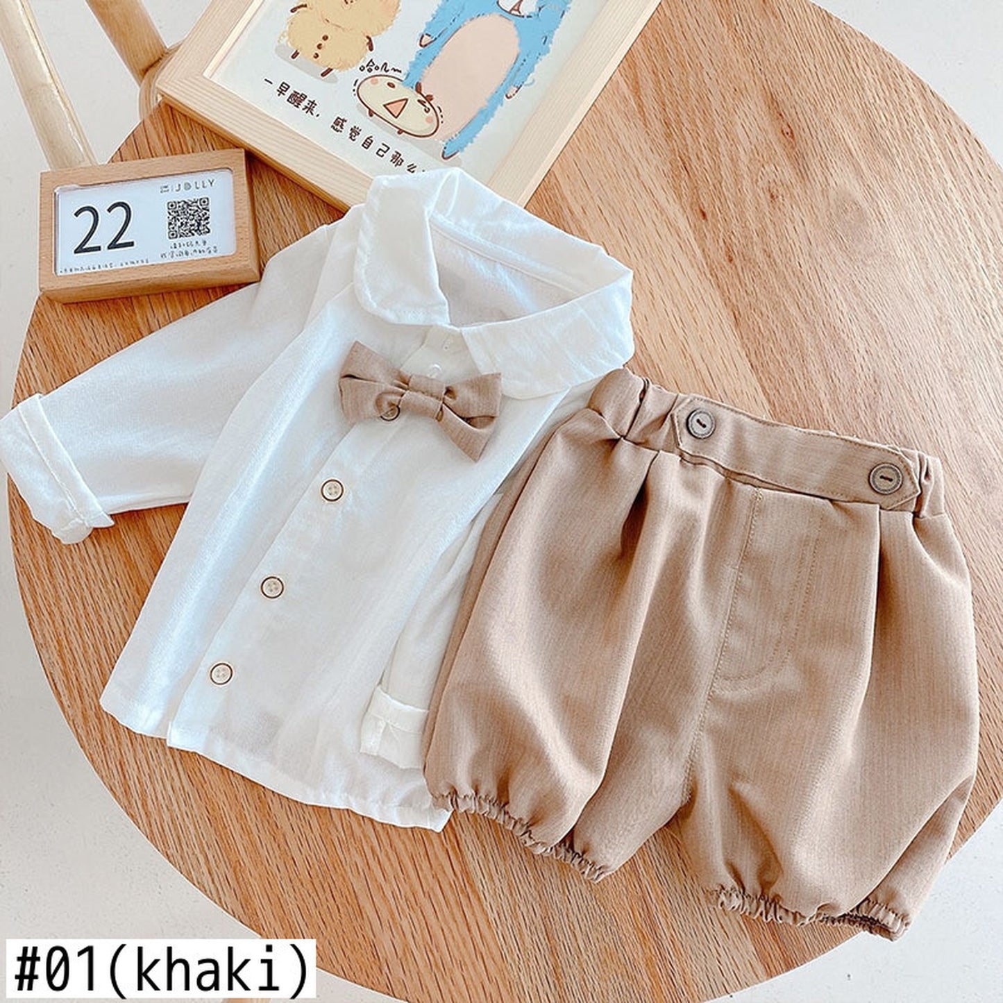 -ベビー セットアップ 蝶ネクタイ シャツ パンツ お出かけ【mh0000382】 - mamahalo shop - 長袖セットアップ -  べビー服 - 子供服 - 男の子 - 女の子