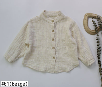 -キッズ コットンリネン シャツ - mamahalo shop - 長袖シャツ・ブラウス -  べビー服 - 子供服 - 男の子 - 女の子