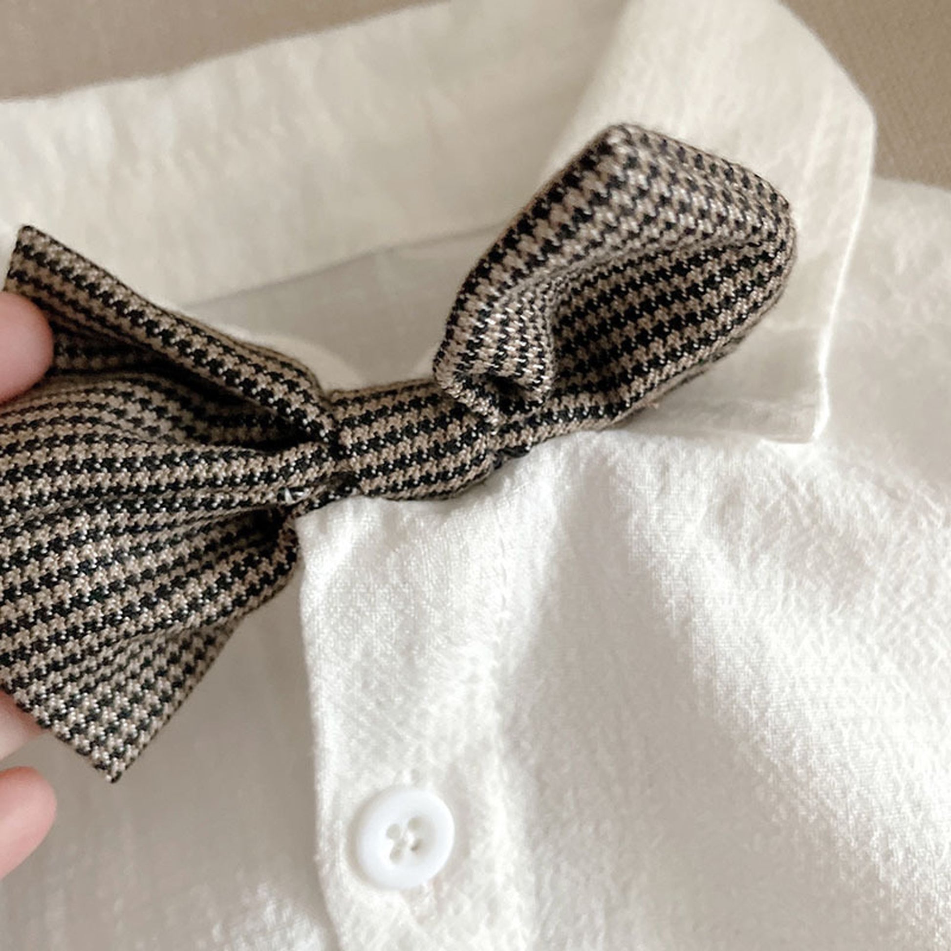 -ベビー セットアップ リボン シャツ チェック サスペンダー パンツ お出かけ【mh0000424】 - mamahalo shop - 長袖セットアップ -  べビー服 - 子供服 - 男の子 - 女の子