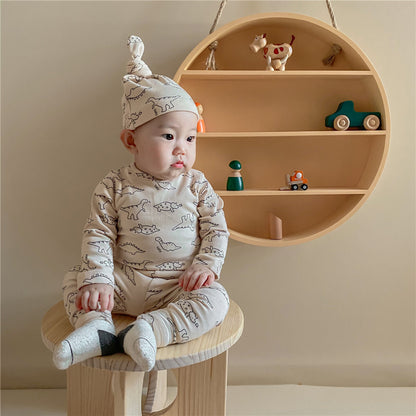-ベビー 恐竜 ダイナソー セットアップ ロンパース 帽子 トップス パンツ【mh0000227】 - mamahalo shop - ロンパースセットアップ -  べビー服 - 子供服 - 男の子 - 女の子