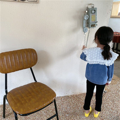 -キッズ フラワー レース襟 デニム ジャケット - mamahalo shop - ショートコート・ジャケット・ジャンパー -  べビー服 - 子供服 - 男の子 - 女の子