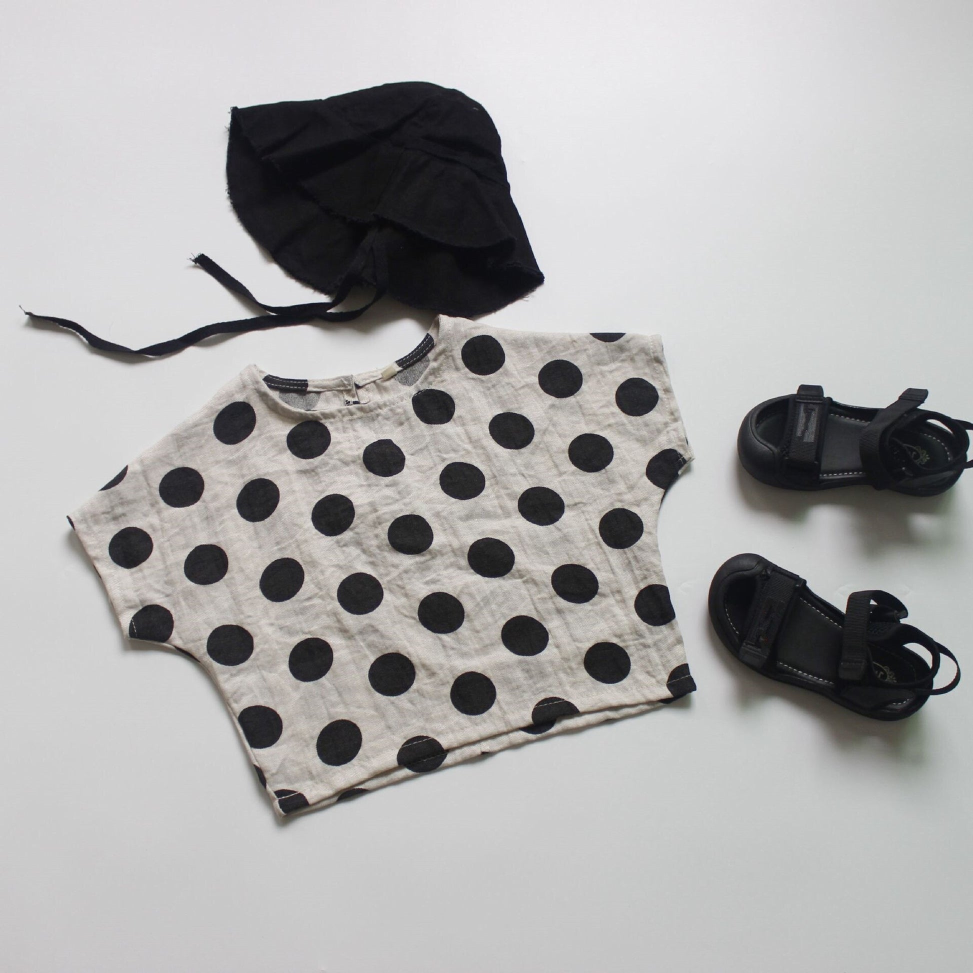 -キッズトップス みずたまドットプリント ルーズ シャツ Tシャツ - mamahalo shop - 半袖Tシャツ -  べビー服 - 子供服 - 男の子 - 女の子