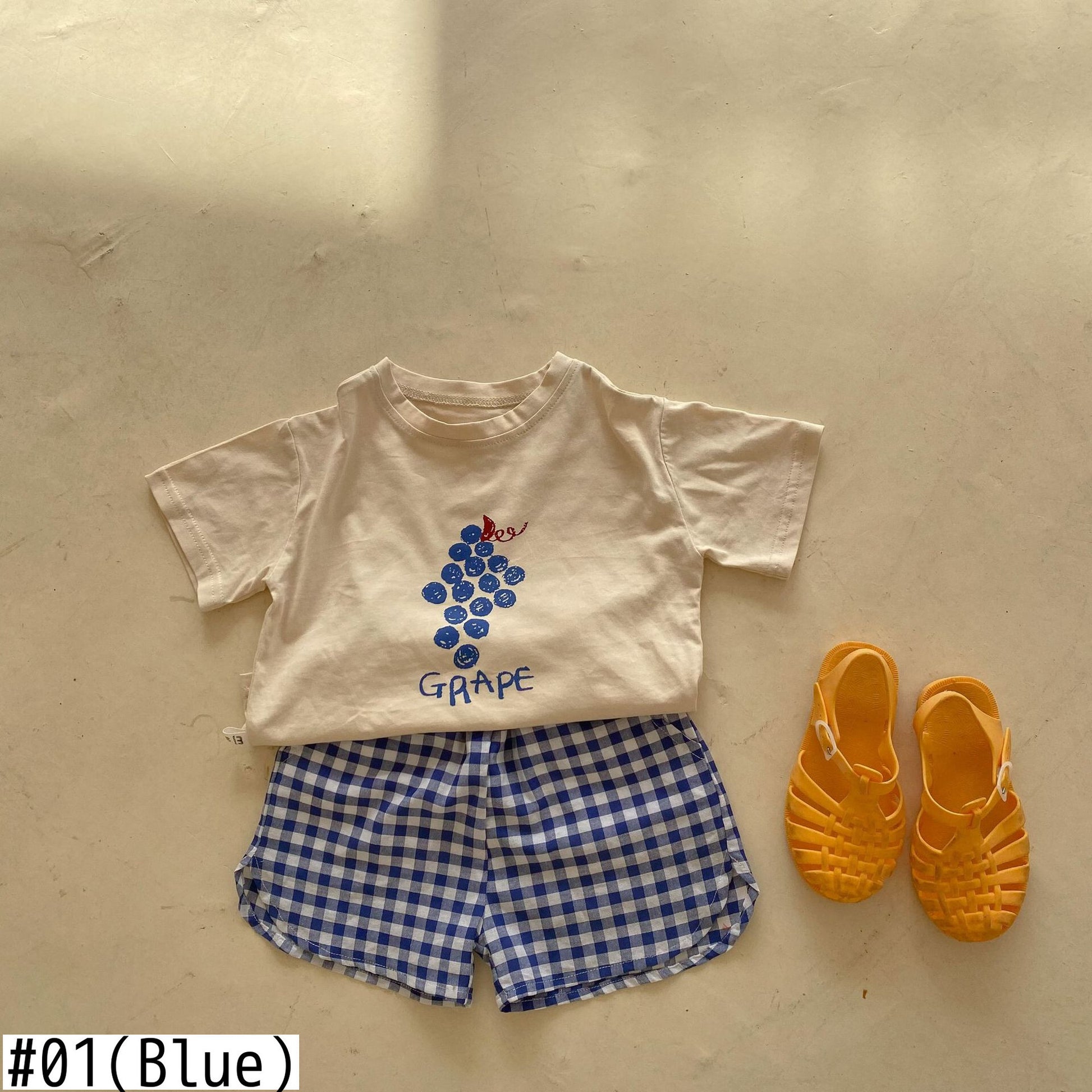 -キッズ フルーツ セットアップ Tシャツ チェック パンツ 48902210 - mamahalo shop - 半袖セットアップ -  べビー服 - 子供服 - 男の子 - 女の子