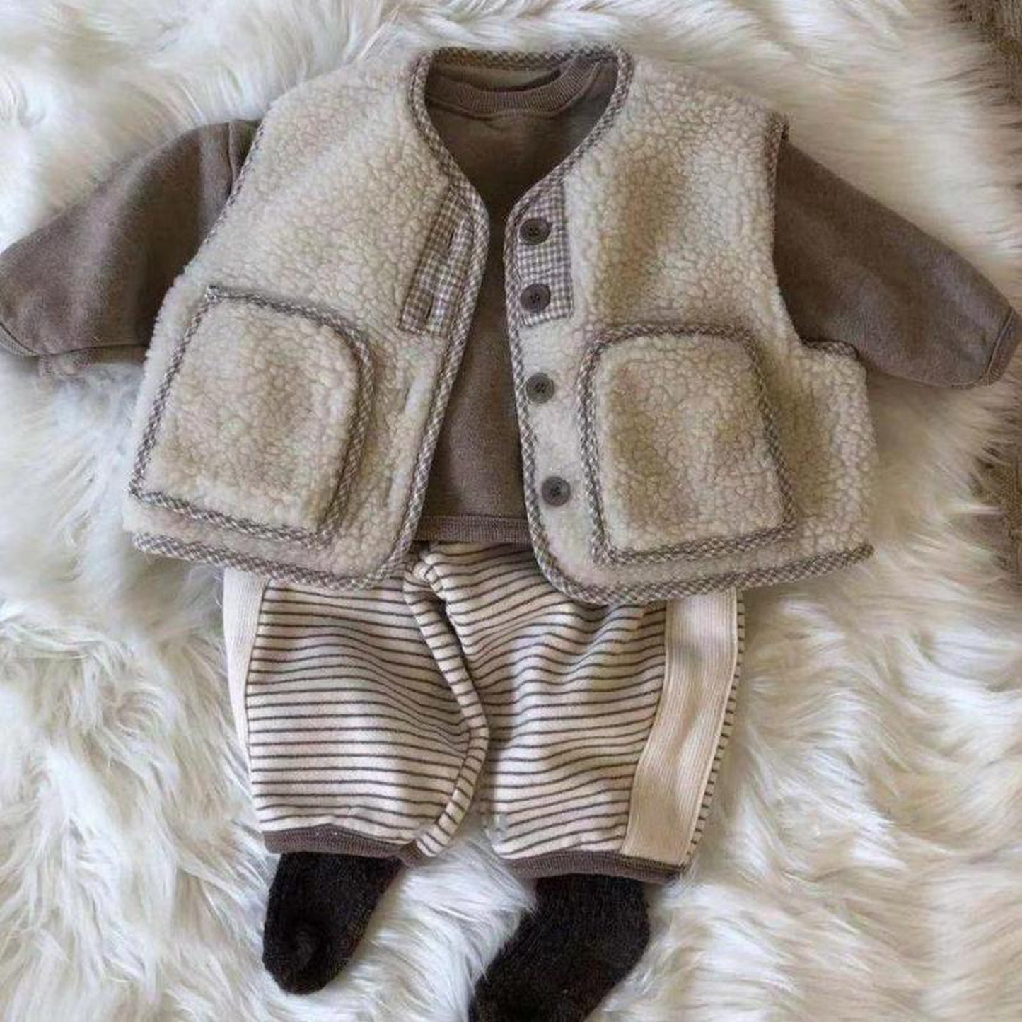 -ベビー ボア ベスト アウター【mh0000239】 - mamahalo shop - ベスト -  べビー服 - 子供服 - 男の子 - 女の子