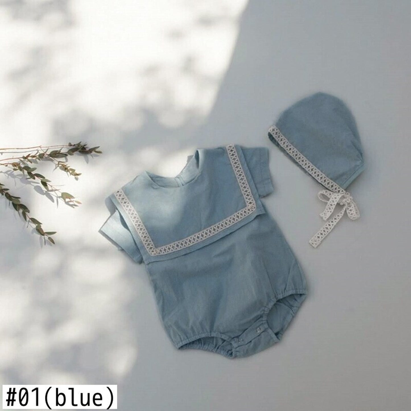 -ベビー セーラーカラー ロンパース 帽子 セット【mh0000456】 - mamahalo shop - 半袖ロンパース -  べビー服 - 子供服 - 男の子 - 女の子