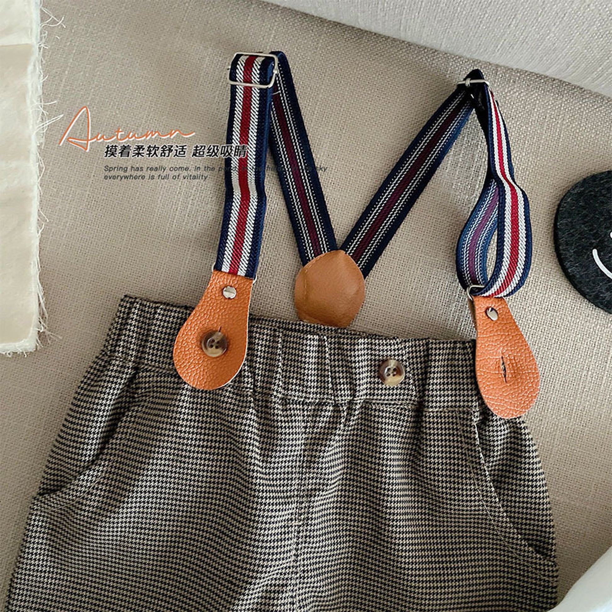 -ベビー セットアップ リボン シャツ チェック サスペンダー パンツ お出かけ【mh0000424】 - mamahalo shop - 長袖セットアップ -  べビー服 - 子供服 - 男の子 - 女の子