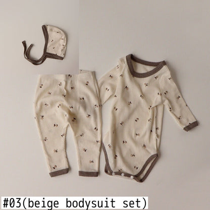 -ベビー フラワー セットアップ ロンパース トップス パンツ 帽子 ヘアバンド - mamahalo shop - ロンパースセットアップ -  べビー服 - 子供服 - 男の子 - 女の子