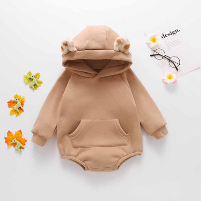 -ベビー レオパード 耳付き フーディ ロンパース 足つき レギンス パンツ - mamahalo shop - 長袖ロンパース -  べビー服 - 子供服 - 男の子 - 女の子