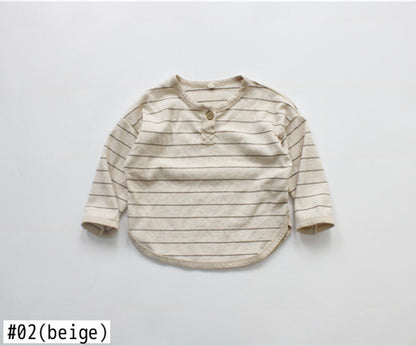 -キッズ ボーダー 長袖 Tシャツ トップス - mamahalo shop - 長袖Tシャツ -  べビー服 - 子供服 - 男の子 - 女の子