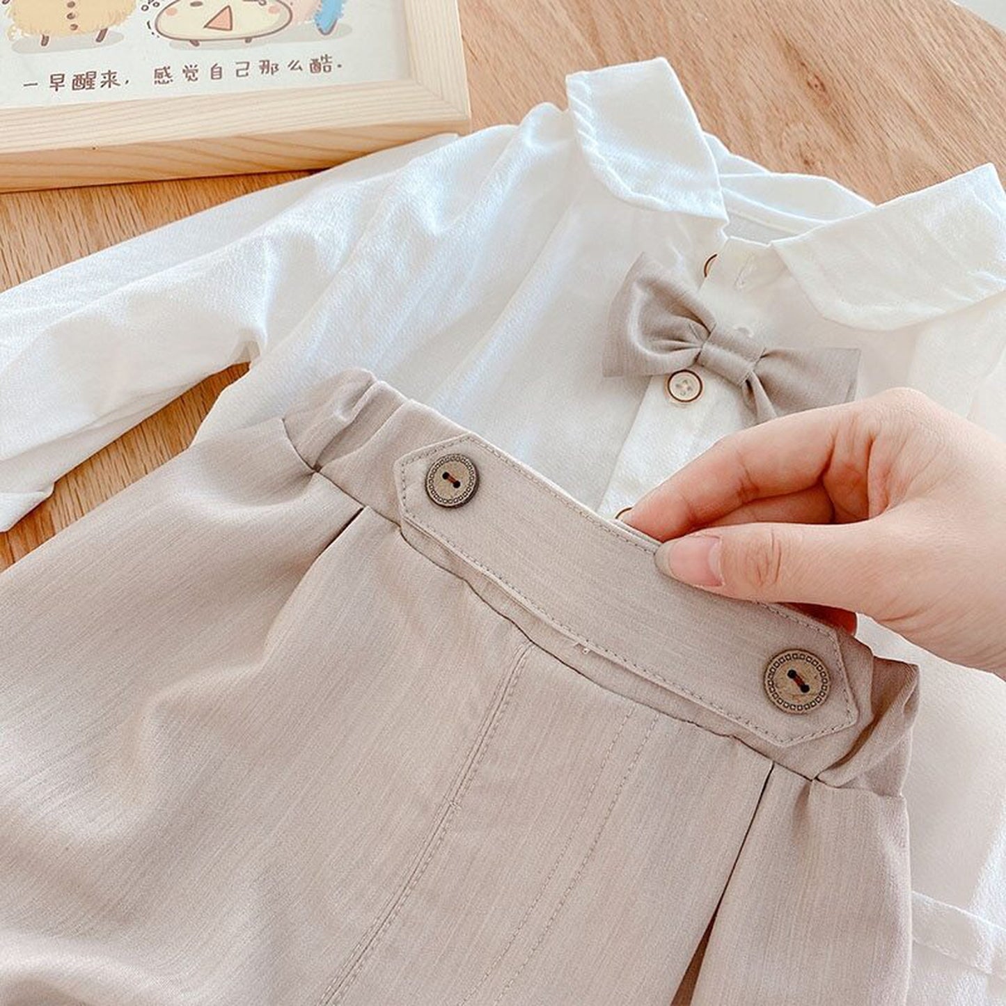 -ベビー セットアップ 蝶ネクタイ シャツ パンツ お出かけ【mh0000382】 - mamahalo shop - 長袖セットアップ -  べビー服 - 子供服 - 男の子 - 女の子