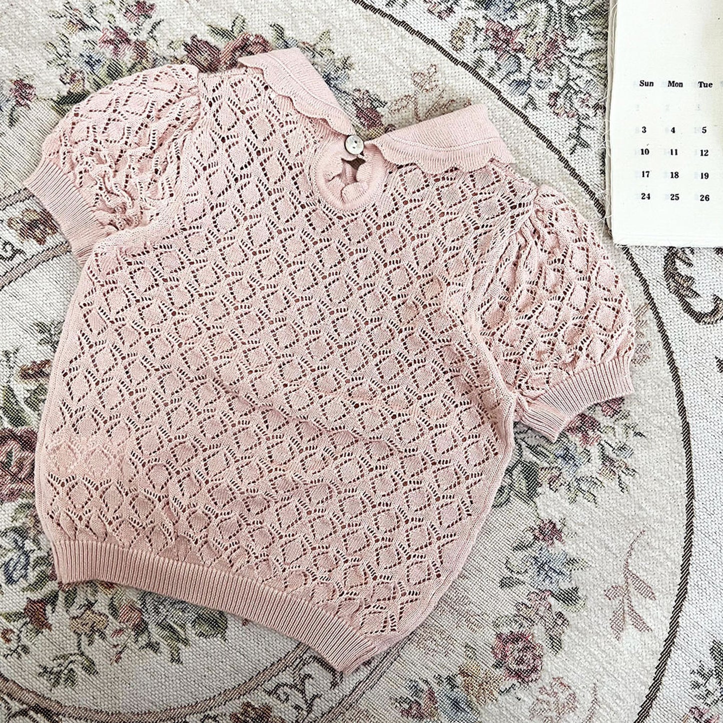 -ベビー キッズ レースニット 襟付き トップス ブラウス - mamahalo shop - 半袖シャツ・ブラウス -  べビー服 - 子供服 - 男の子 - 女の子