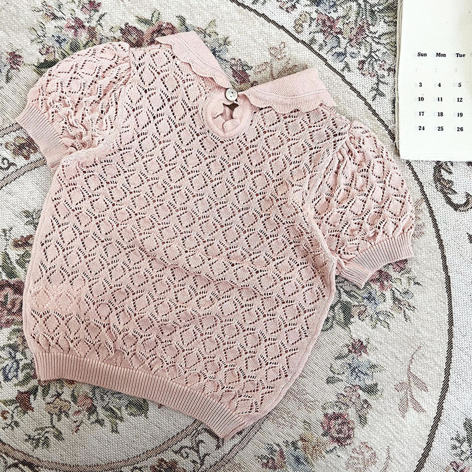 -ベビー キッズ レースニット 襟付き トップス ブラウス - mamahalo shop - 半袖シャツ・ブラウス -  べビー服 - 子供服 - 男の子 - 女の子