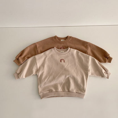 -ベビーキッズトップス スウェットシャツ レインボー 刺繍 トレーナー 2カラー【mh0000204】 - mamahalo shop - トレーナー・フーディ -  べビー服 - 子供服 - 男の子 - 女の子