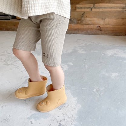 -キッズ レターロゴ ワッフル ハーフ レギンス パンツ - mamahalo shop - レギンスパンツ -  べビー服 - 子供服 - 男の子 - 女の子