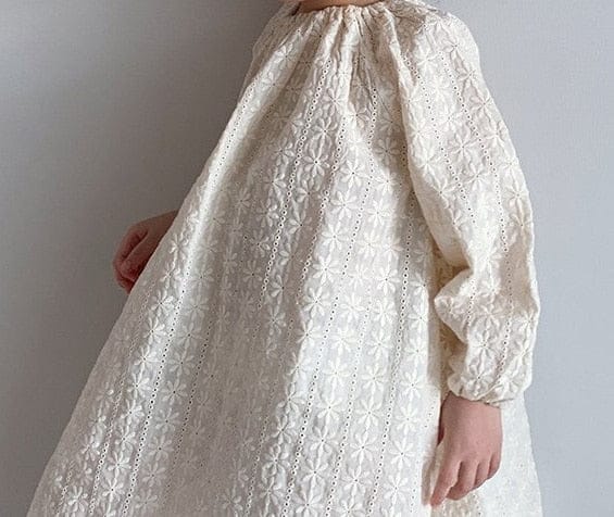 長袖ロンパース ベビーキッズ フラワー 刺繍 エプロン ワンピース ロンパース【mh0000064】