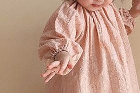 長袖ロンパース ベビーキッズ フラワー 刺繍 エプロン ワンピース ロンパース【mh0000064】