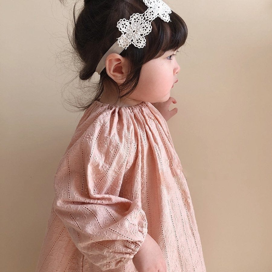 長袖ロンパース ベビーキッズ フラワー 刺繍 エプロン ワンピース ロンパース【mh0000064】