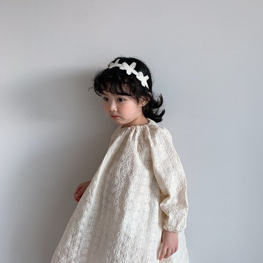 長袖ロンパース ベビーキッズ フラワー 刺繍 エプロン ワンピース ロンパース【mh0000064】