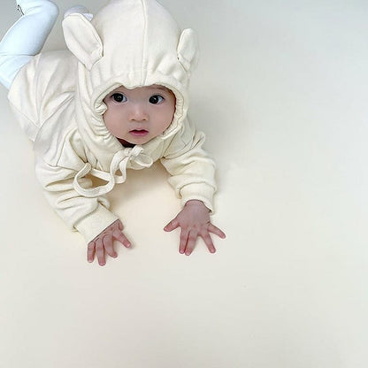 長袖ロンパース ベビー くま耳 フード ロンパース【mh0000081】