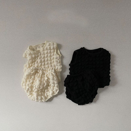 ノースリーブセットアップ ベビー セットアップ ポップコーン ノースリーブ トップス ブルマパンツ【mh0000851】