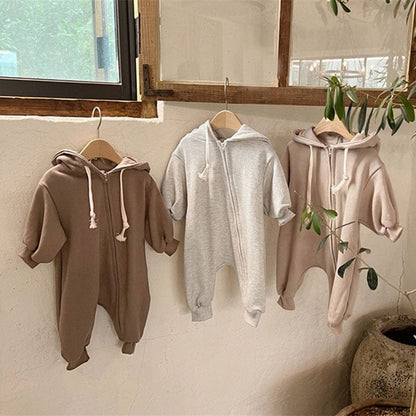 長袖ロンパース ベビー フーディ ジッパー 長袖 ジャンプスーツ【mh0000953】