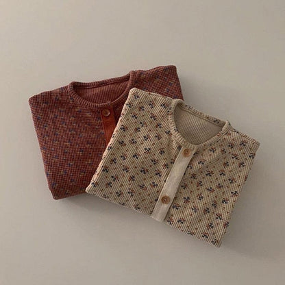 長袖ロンパース ベビー フラワー ワッフル 長袖 ジャンプスーツ ロンパース【mh0000959】