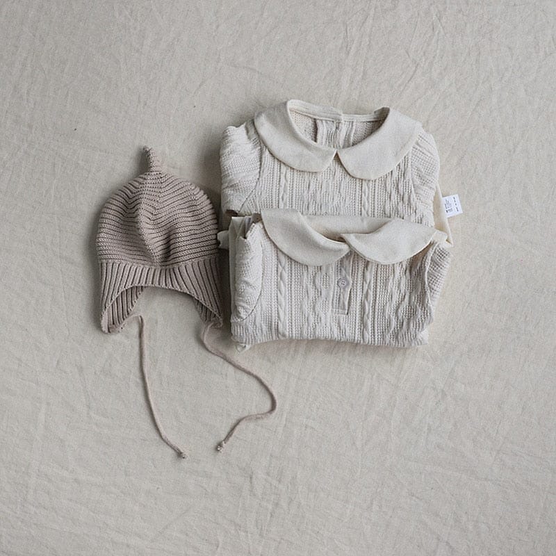 長袖ワンピース ベビー ドッキング 丸襟 長袖 ロンパース ワンピース リンクコーデ 姉妹 お揃い【mh0000984】