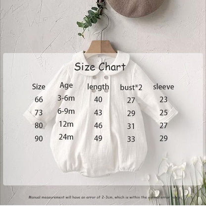 長袖ロンパース ベビー ボタン 丸襟 ふんわり 長袖 ロンパース【mh0001180】