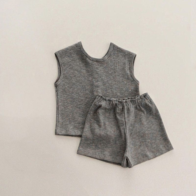 ノースリーブセットアップ Y8250 Deep Gray / 9M 73cm ベビー セットアップ タンクトップ ブルマパンツ ショートパンツ【mh0001448】