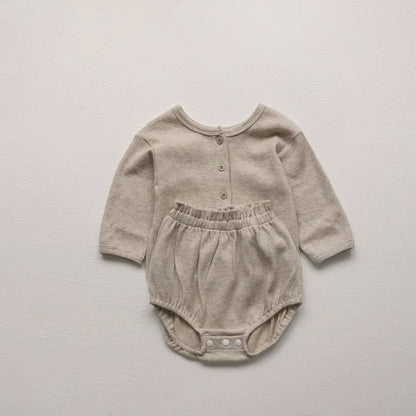 ノースリーブセットアップ Y8251C Beige / 6M 66cm ベビー セットアップ タンクトップ ブルマパンツ ショートパンツ【mh0001448】