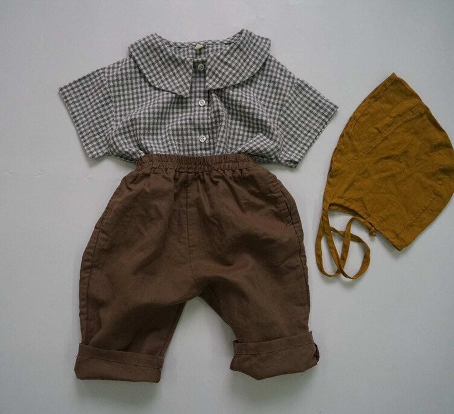 -キッズ ギンガムチェック ブラウス シャツ - mamahalo shop - 半袖シャツ・ブラウス -  べビー服 - 子供服 - 男の子 - 女の子