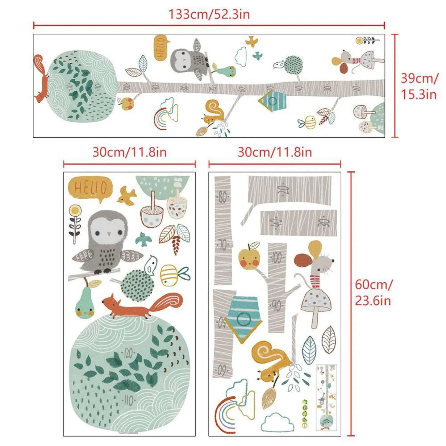 -DIYウォールステッカー 北欧森の動物と木の高さ 子供の身長測定インテリア装飾【mh0000004】 - mamahalo shop - モビール・ウォールデコレーション -  べビー服 - 子供服 - 男の子 - 女の子