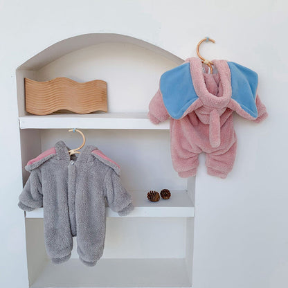 -ベビー ぞう 耳付き フーディ フリース アウター ジャンプスーツ【mh0000205】 - mamahalo shop - アウタージャンプスーツ -  べビー服 - 子供服 - 男の子 - 女の子