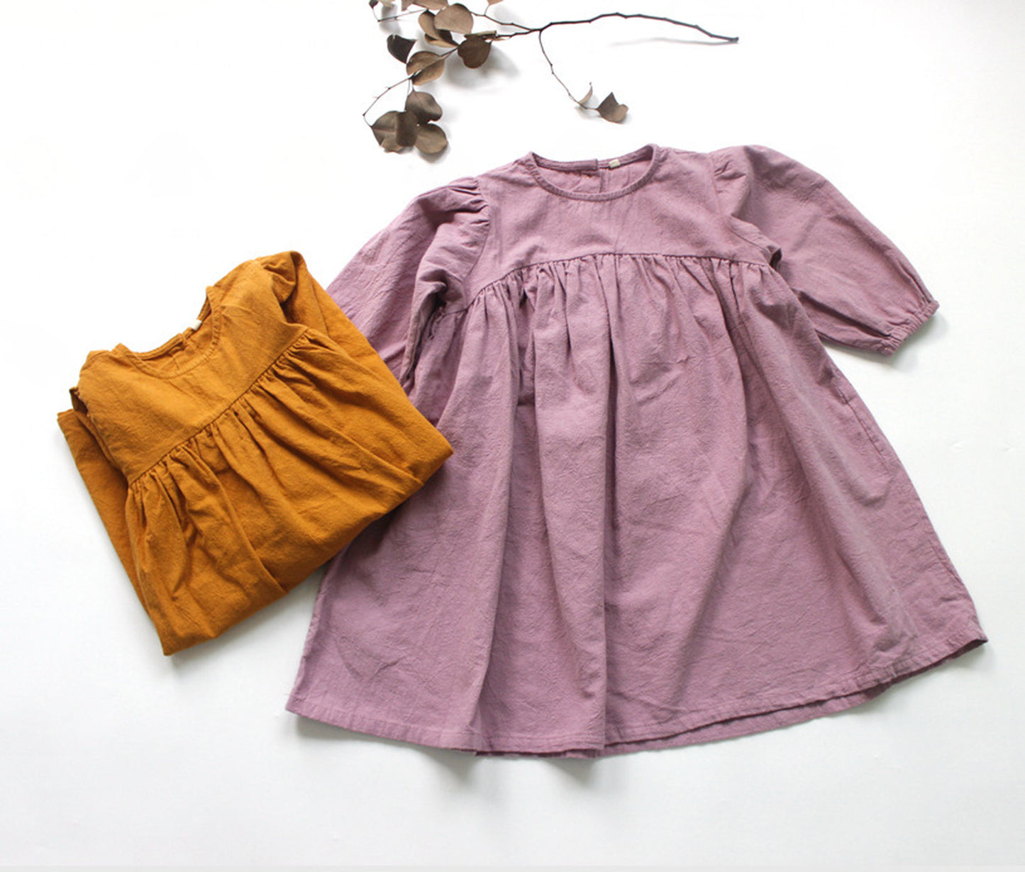-キッズ コットンリネン ワンピース【mh0000321】 - mamahalo shop - 長袖ワンピース -  べビー服 - 子供服 - 男の子 - 女の子