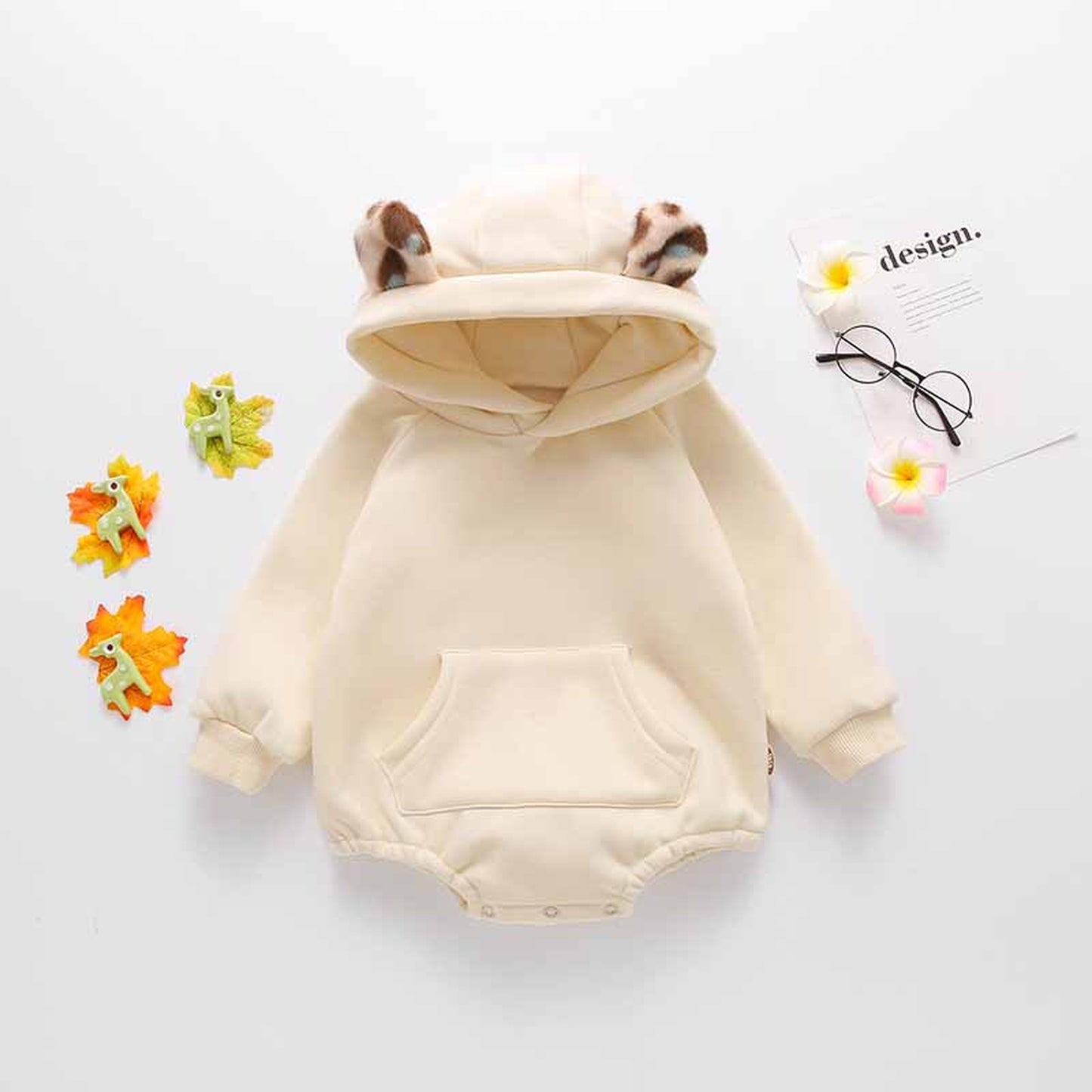 -ベビー レオパード 耳付き フーディ ロンパース 足つき レギンス パンツ - mamahalo shop - 長袖ロンパース -  べビー服 - 子供服 - 男の子 - 女の子