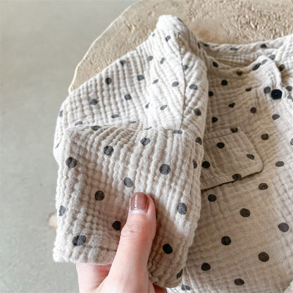 -キッズ みずたま ノーカラー 半袖 シャツ ブラウス トップス - mamahalo shop - 半袖シャツ・ブラウス -  べビー服 - 子供服 - 男の子 - 女の子