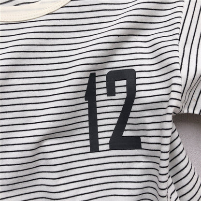 -キッズ ボーダー 半袖Tシャツ - mamahalo shop - 半袖Tシャツ -  べビー服 - 子供服 - 男の子 - 女の子