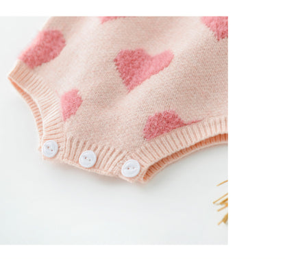 -ベビー ニット セット ハート セットアップ  ロンパース カーディガン【mh0000365】 - mamahalo shop - ロンパースセットアップ -  べビー服 - 子供服 - 男の子 - 女の子