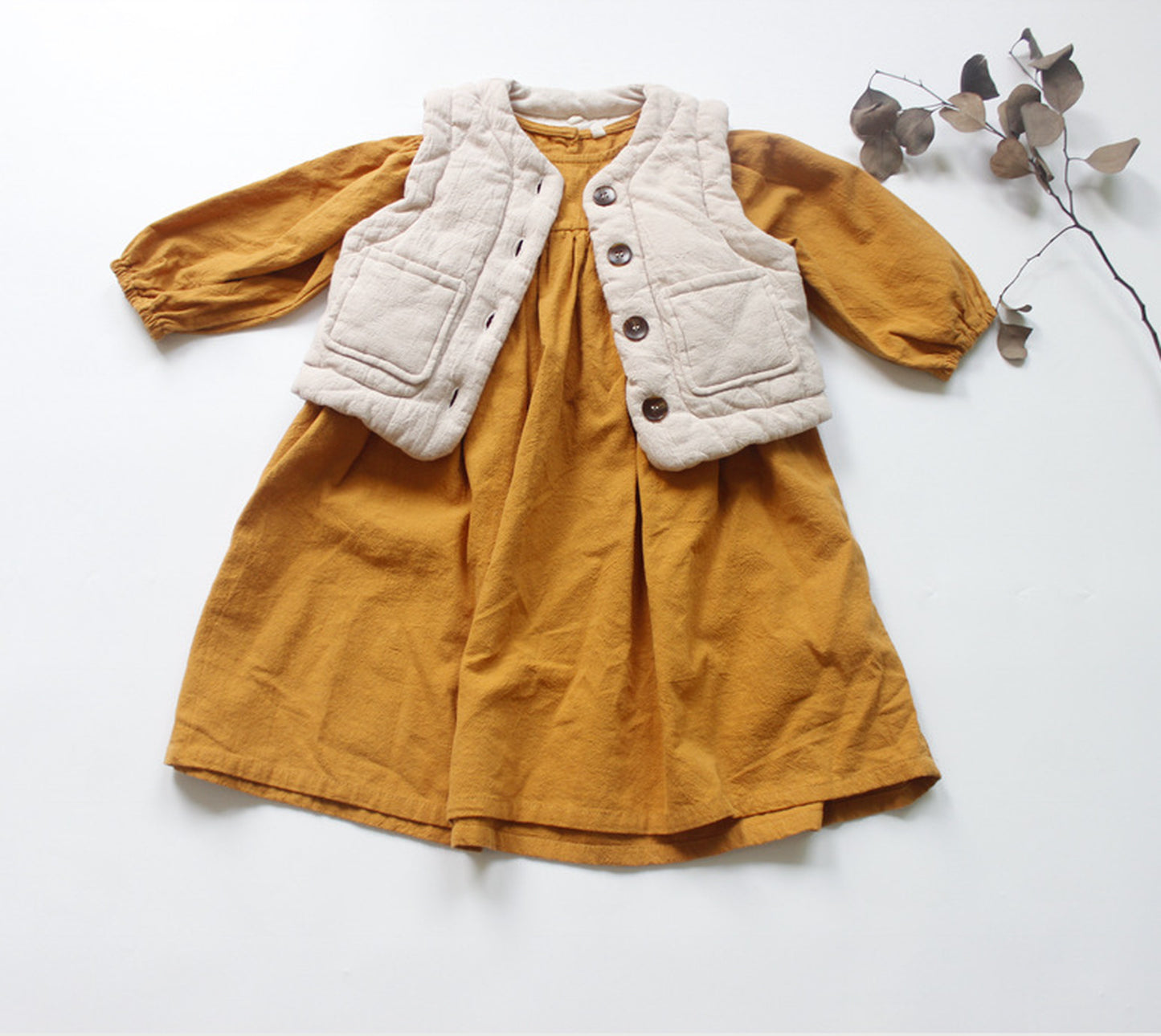 -キッズ コットンリネン ワンピース【mh0000321】 - mamahalo shop - 長袖ワンピース -  べビー服 - 子供服 - 男の子 - 女の子