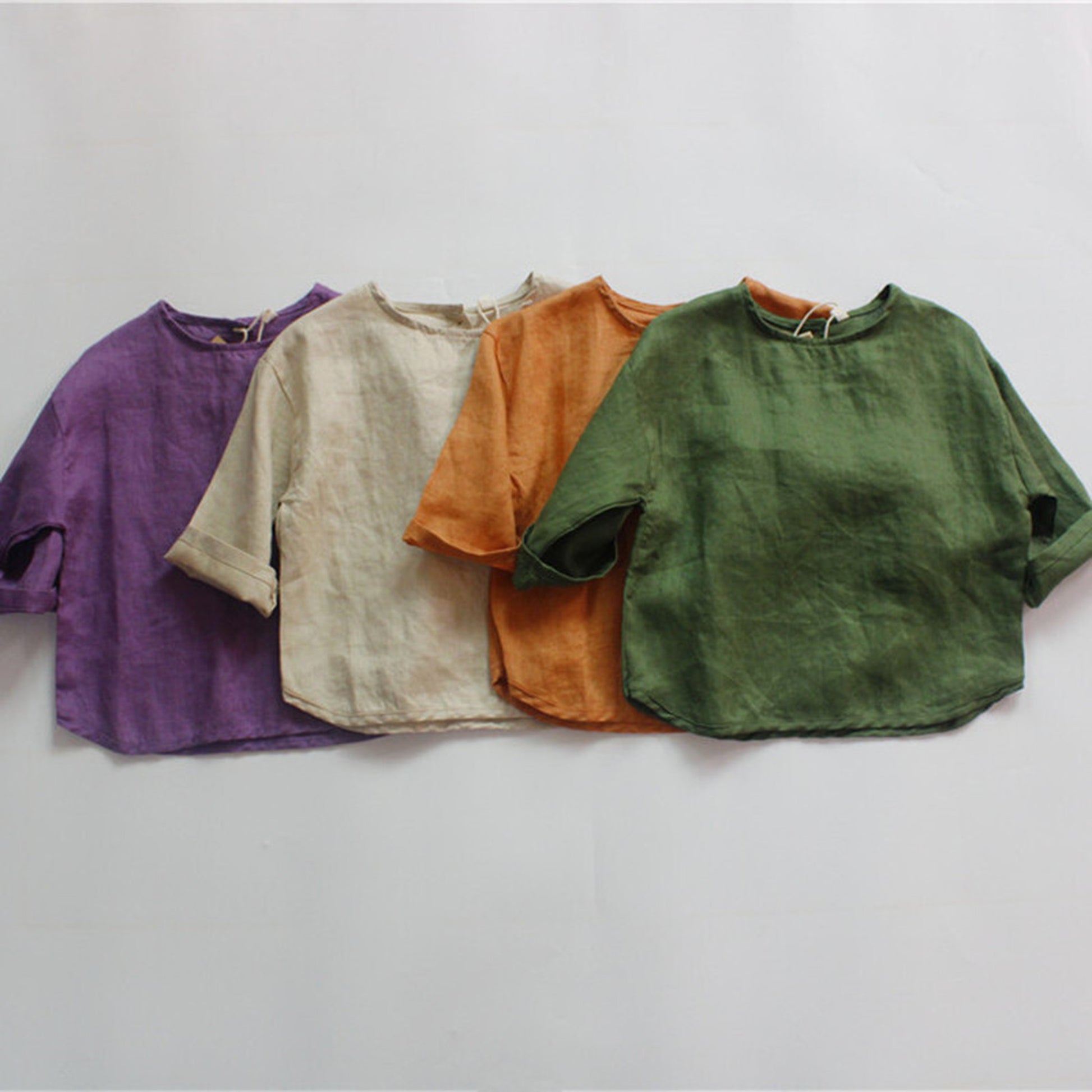 -キッズ コットンリネン 長袖 シャツ トップス - mamahalo shop - 長袖Tシャツ -  べビー服 - 子供服 - 男の子 - 女の子